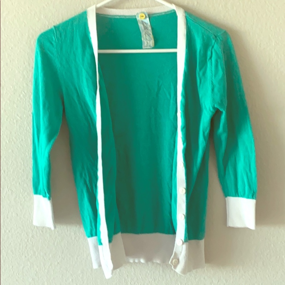 Quarter sleeve teal cardigan
